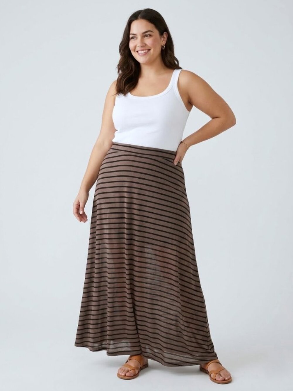 INC INTERNATIONAL CONCEPTS Semi-Sheer Striped Maxi Skirt. Plus Size 2X